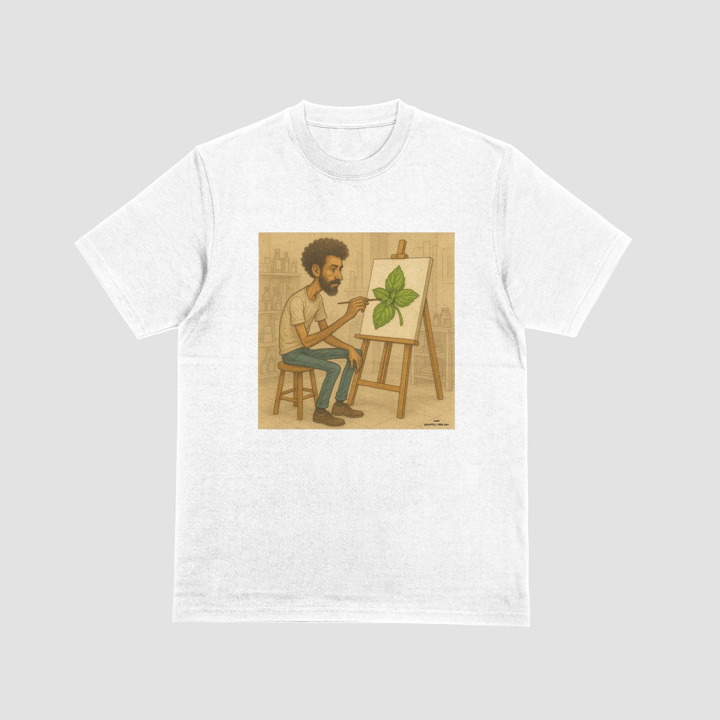 "ART BASIL" Bob Ross inspired print - Graffic Tees USA