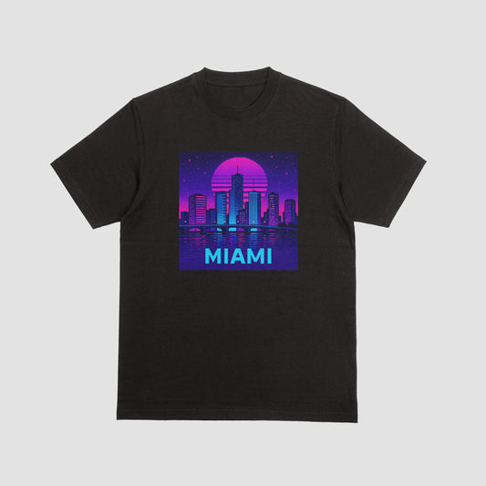 80s Miami Skyline Tshirt - Graffic Tees USA